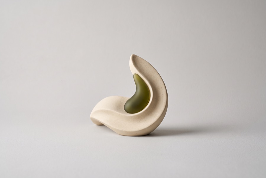 A sculptural olive oil bottle form
